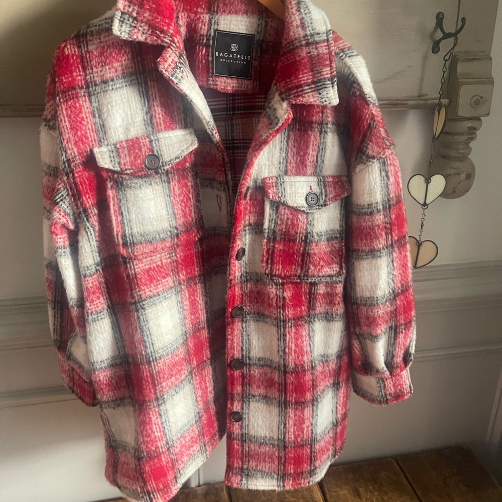 Cozy Red Plaid Shacket. NWOT